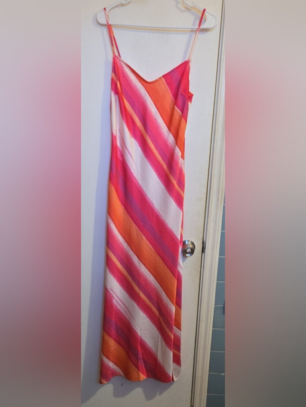 Flying Tomato Coral, Orange & White Striped Maxi Dress Size SMALL